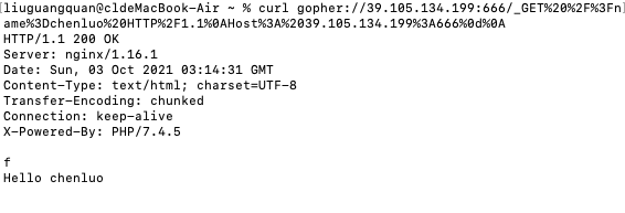 curl发送gopher协议包